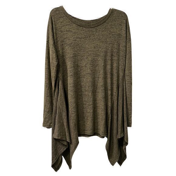 Lildy Sweaters - Lildy Woman’s Oversized Great Green Heathered Ribbed Sides Soft Pullover Size XL